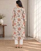 GlamVastra Noor Ivory Chanderi Kantha Work Kurta Set