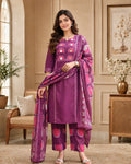 GlamVastra Darpan Raas Magenta Pure Cotton Kurta Set with Dupatta