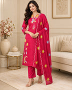 GlamVastra Premium Mehfil Pink Mul Chanderi Kurta Set