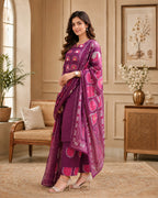 GlamVastra Darpan Raas Magenta Pure Cotton Kurta Set with Dupatta