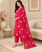 GlamVastra Premium Mehfil Pink Mul Chanderi Kurta Set